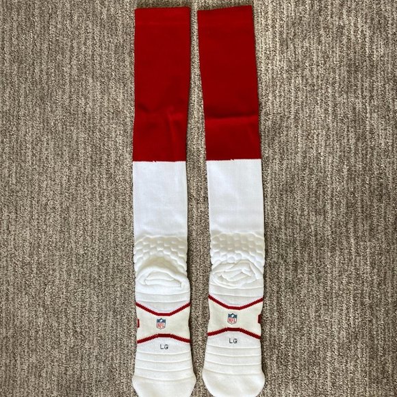 Men's Large 8-12 Nike NFL Team Football Socks Long Over the calf White Red - Picture 3 of 3